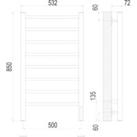 Полотенцесушитель TERMINUS Аврора П8 500x850 электро (хром) - Превью изображения №3 — Интернет-магазин ПроЗаказ