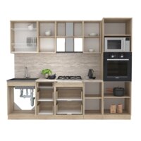 Готовая кухня Интерлиния Мила 2.6 ВТ (вудлайн кремовый/антрацит/малага) - Превью изображения №2 — Интернет-магазин ПроЗаказ