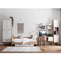 Шкаф-пенал Мебельград Калгари 45x45x220 (дуб натуральный светлый/белый матовый) - Превью изображения №3 — Интернет-магазин ПроЗаказ