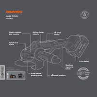 Угловая шлифмашина Daewoo Power DAG 3021Li Set (с 1-им АКБ) - Превью изображения №3 — Интернет-магазин ПроЗаказ