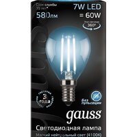Светодиодная лампочка Gauss LED Filament Globe E14 7 Вт 4100 К 105801207 - Превью изображения №2 — Интернет-магазин ПроЗаказ