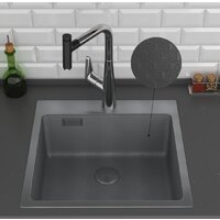 Кухонная мойка Roxen Snake 560220-50-BS (50*48) PVD графит/текстурная поверхность (с коландером и дозатором) - Превью изображения №5 — Интернет-магазин ПроЗаказ