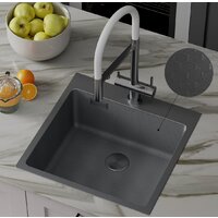 Кухонная мойка Roxen Snake 560220-50-BS (50*48) PVD графит/текстурная поверхность (с коландером и дозатором) - Превью изображения №3 — Интернет-магазин ПроЗаказ