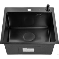 Кухонная мойка Roxen Snake 560220-50-BS (50*48) PVD графит/текстурная поверхность (с коландером и дозатором) - Превью изображения №10 — Интернет-магазин ПроЗаказ