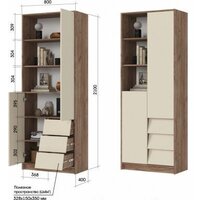 Шкаф распашной Стендмебель Рейн СТЛ 01 (кашемир/дуб крафт табачный) - Превью изображения №4 — Интернет-магазин ПроЗаказ