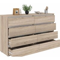 Комод Кортекс-мебель Бари 160 8ш (дуб сонома/дуб сонома/белый) - Превью изображения №2 — Интернет-магазин ПроЗаказ