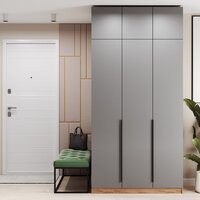 Шкаф распашной Soma Lord Black 3-х створчатый 120x240 (дуб крафт золотой/серый) - Превью изображения №4 — Интернет-магазин ПроЗаказ