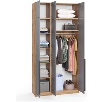 Шкаф распашной Soma Lord Black 3-х створчатый 120x240 (дуб крафт золотой/серый) - Превью изображения №2 — Интернет-магазин ПроЗаказ