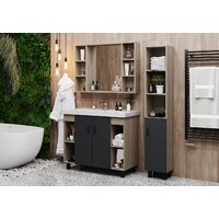  Onika Тумба под умывальник Тимбер 100.10 110010 (серый матовый/дуб сонома) - Превью изображения №4 — Интернет-магазин ПроЗаказ