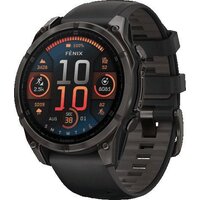 Garmin Fenix 8 Sapphire, Titanium 47мм (угольно-черный DLC, пепельно-черный силиконовый ремешок)