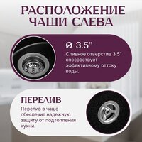 Кухонная мойка Saniteco Pura (оникс) - Превью изображения №2 — Интернет-магазин ПроЗаказ