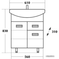  Onika Тумба под умывальник Балтика 60.12 (белый) [106041] - Превью изображения №3 — Интернет-магазин ПроЗаказ