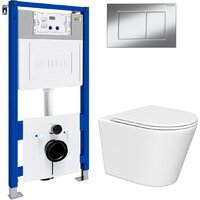 Унитаз подвесной Lauter Longer 2110822 с кнопкой 219701J (прямоугольная, хром) - Превью изображения №2 — Интернет-магазин ПроЗаказ