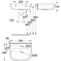 Умывальник Grohe 3933500H с гигиеническим покрытием 59.5x48.2 - Превью изображения №9 — Интернет-магазин ПроЗаказ