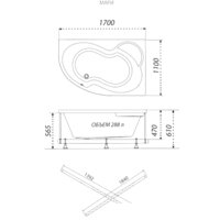 Ванна Triton Мари 170x110 L Люкс Flat (с гидромассажем) - Превью изображения №2 — Интернет-магазин ПроЗаказ