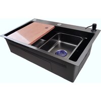Кухонная мойка Stellar Decor S7045NB-A-D (нано черный, c доской) - Превью изображения №3 — Интернет-магазин ПроЗаказ