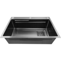 Кухонная мойка Stellar Decor S7045NB-A-D (нано черный, c доской) - Превью изображения №4 — Интернет-магазин ПроЗаказ