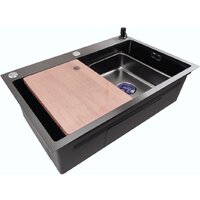 Кухонная мойка Stellar Decor S7045NB-A-D (нано черный, c доской) - Превью изображения №2 — Интернет-магазин ПроЗаказ