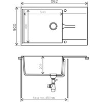 Кухонная мойка Polygran Gals-862 (белый хлопок 36) - Превью изображения №2 — Интернет-магазин ПроЗаказ