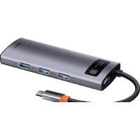 USB-хаб Baseus Metal Gleam Series Multifunctional HUB Type-C Hub Docking Station CAHUB-CX0G - Превью изображения №2 — Интернет-магазин ПроЗаказ