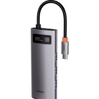 USB-хаб Baseus Metal Gleam Series Multifunctional HUB Type-C Hub Docking Station CAHUB-CX0G - Превью изображения №3 — Интернет-магазин ПроЗаказ