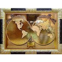 Декарт Старинная карта золото 8Л0374 (в раме)