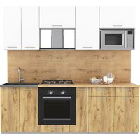 Готовая кухня Интерлиния Мила 2.2 ВТ (белый платинум/дуб золотой/дуб бунратти) - Превью изображения №2 — Интернет-магазин ПроЗаказ