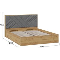 Кровать Трия Хилтон универсальная тип 1 и заглушиной 160x200 (дуб крафт золотой/велюр серый) - Превью изображения №4 — Интернет-магазин ПроЗаказ