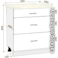 Шкаф напольный Кортекс-мебель Корнелия Лира НШ60р3ш (белый/королевский опал) - Превью изображения №5 — Интернет-магазин ПроЗаказ