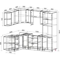 Готовая кухня Интерлиния Мила Лайт 1.68x2.4 левая (серебристый/антрацит/малага) - Превью изображения №2 — Интернет-магазин ПроЗаказ