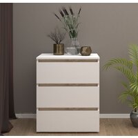 Комод Кортекс-мебель Бари 60 3ш (белый/белый/дуб сонома) - Превью изображения №3 — Интернет-магазин ПроЗаказ