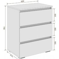 Комод Кортекс-мебель Бари 60 3ш (белый/белый/дуб сонома) - Превью изображения №5 — Интернет-магазин ПроЗаказ