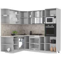 Готовая кухня Интерлиния Мила Лайт 1.68x2.4 левая (белый платинум/дуб золотой/дуб бунратти) - Превью изображения №3 — Интернет-магазин ПроЗаказ