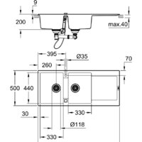 Кухонная мойка Grohe K500 80-C 116/50 2.0 31647AP0 (черный гранит) - Превью изображения №2 — Интернет-магазин ПроЗаказ