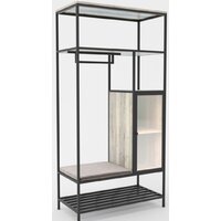 Стеллаж Hype Mebel Босс 120x200 (черный/древесина белая/велюр серый) - Превью изображения №1 — Интернет-магазин ПроЗаказ
