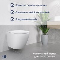 Унитаз подвесной Lauter Vortex 2110830 + GROHE Rapid SL 38721001 с кнопкой (овальная, хром) - Превью изображения №6 — Интернет-магазин ПроЗаказ