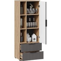 Шкаф-пенал Трия Хилтон исп.2 (дуб крафт золотой/графит матовый) - Превью изображения №3 — Интернет-магазин ПроЗаказ