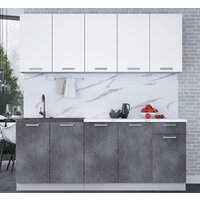 Готовая кухня Интерлиния Мила Лайт 2.0 (белый платинум/бетон портленд/белый гранит) - Превью изображения №4 — Интернет-магазин ПроЗаказ
