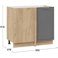 Шкаф напольный Трия Белладжио 1Н9У (дуб крафт золотой/софт графит) - Превью изображения №3 — Интернет-магазин ПроЗаказ