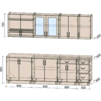 Готовая кухня Интерлиния Мила Крафт 2.6Б (дуб английский) - Превью изображения №2 — Интернет-магазин ПроЗаказ