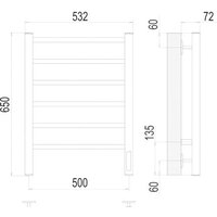 Полотенцесушитель TERMINUS Аврора П6 500x650 нп электро (хром) - Превью изображения №3 — Интернет-магазин ПроЗаказ