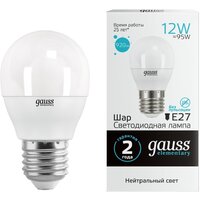Gauss Elementary Шар 12Вт E27 4100K 53222