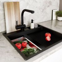 Кухонная мойка Globalo Silvano 60.1 Black/BL Mat - Превью изображения №2 — Интернет-магазин ПроЗаказ