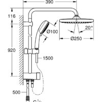 Душевая система  Grohe Tempesta Cosmopolitan System 250 26675000 - Превью изображения №4 — Интернет-магазин ПроЗаказ