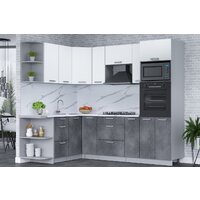 Готовая кухня Интерлиния Мила Лайт 1.68x2.4 левая (белый платинум/бетон портленд/белый гранит) - Превью изображения №3 — Интернет-магазин ПроЗаказ