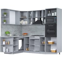 Готовая кухня Интерлиния Мила Лайт 1.68x2.4 левая (белый платинум/бетон портленд/белый гранит) - Превью изображения №2 — Интернет-магазин ПроЗаказ