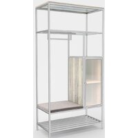 Стеллаж Hype Mebel Босс 120x200 (белый/древесина белая/велюр серый) - Превью изображения №1 — Интернет-магазин ПроЗаказ