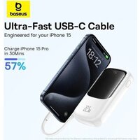Внешний аккумулятор Baseus Qpow Pro+ Digital Display Fast Charge 22.5W 10000mAh (белый) - Превью изображения №2 — Интернет-магазин ПроЗаказ