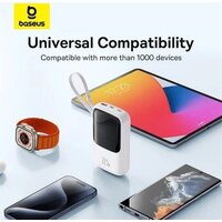 Внешний аккумулятор Baseus Qpow Pro+ Digital Display Fast Charge 22.5W 10000mAh (белый) - Превью изображения №7 — Интернет-магазин ПроЗаказ
