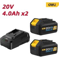 Аккумулятор с зарядным устройством Deli EDL-CM20A4E (20В/2x4 Ah + 20В) - Превью изображения №2 — Интернет-магазин ПроЗаказ